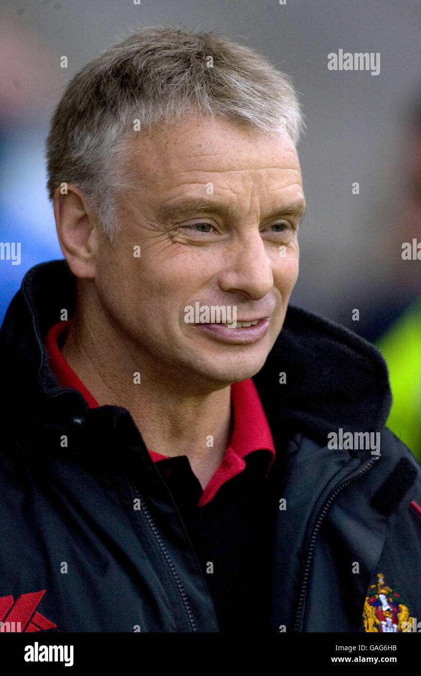 Rugby League - Friendly - Warrington Wolves v Wigan Warriors - The Halliwell Jones Stadium. Brian Noble, Wigan Coach Stock Photo