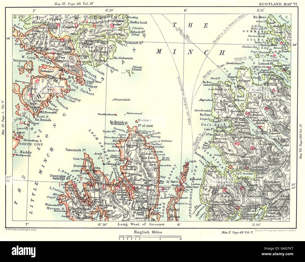 HEBRIDES: Isle of Harris Lewis Skye.The Minch Ross & Cromarty Scotland, 1893 map Stock Photo
