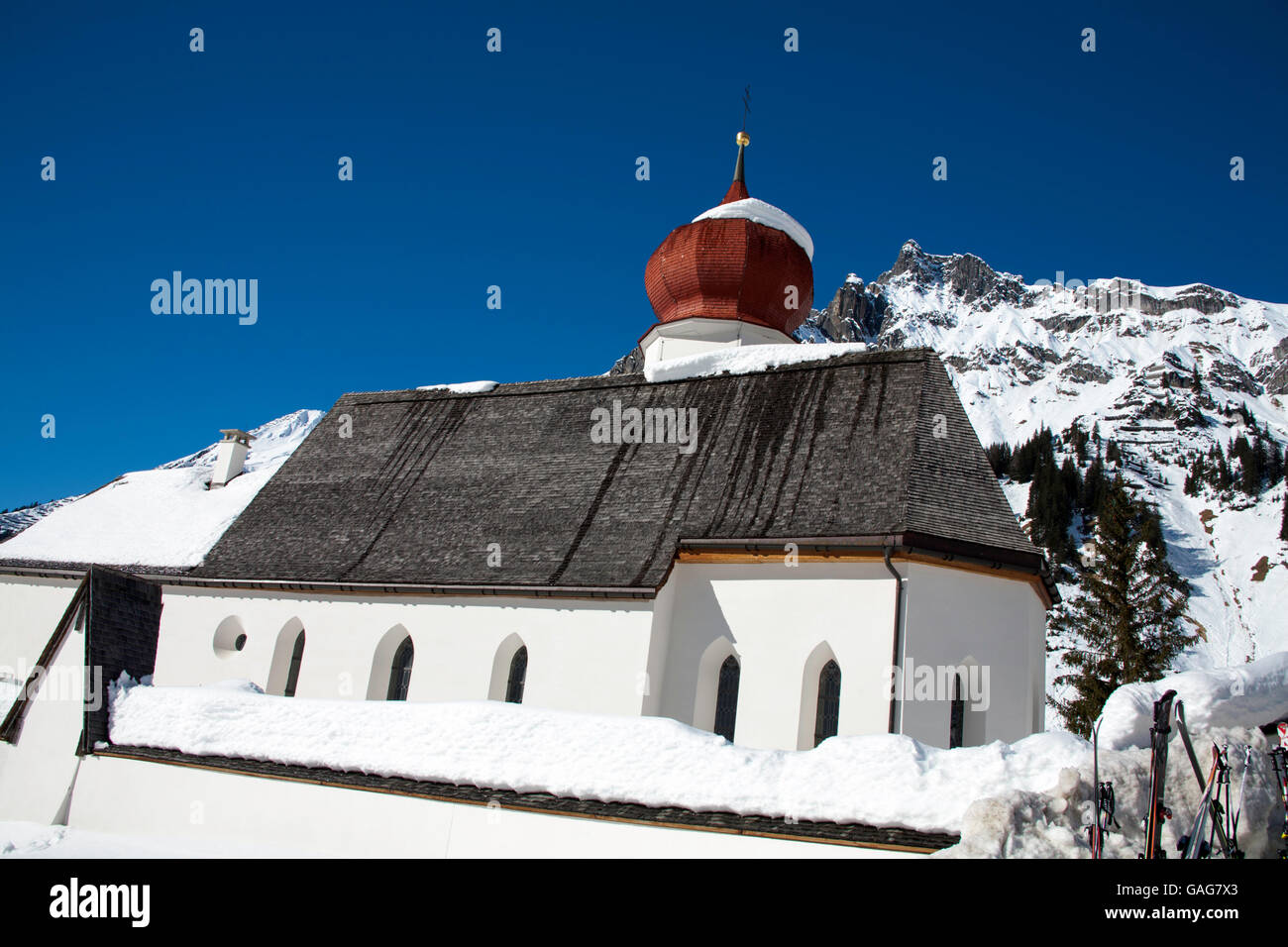 The church at Stuben near Lech and St Anton Arlberg Austria Stock Photo ...