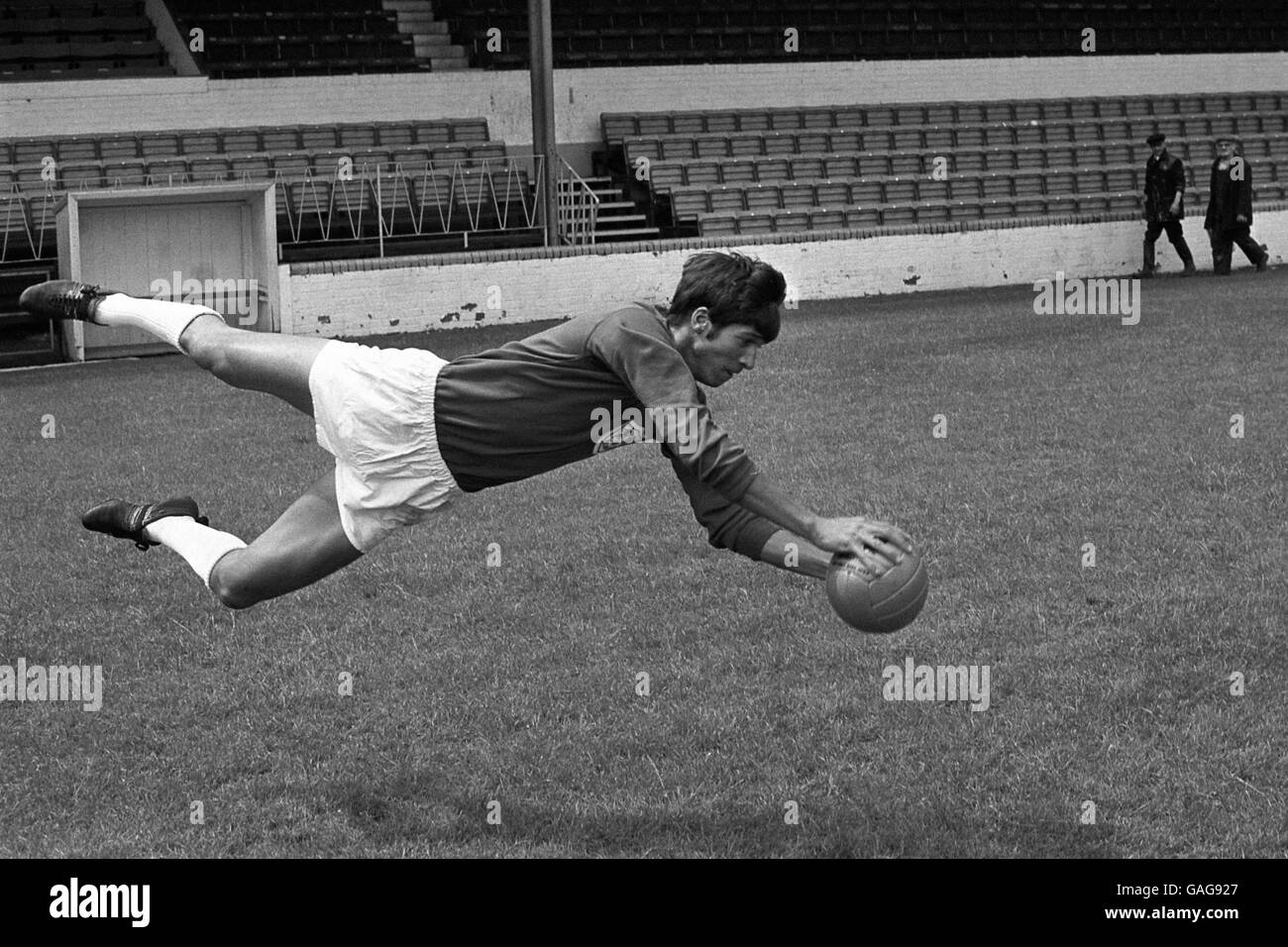 Seen here diving on the ball is Bryan King, 24 year-old goalkeeper with ...