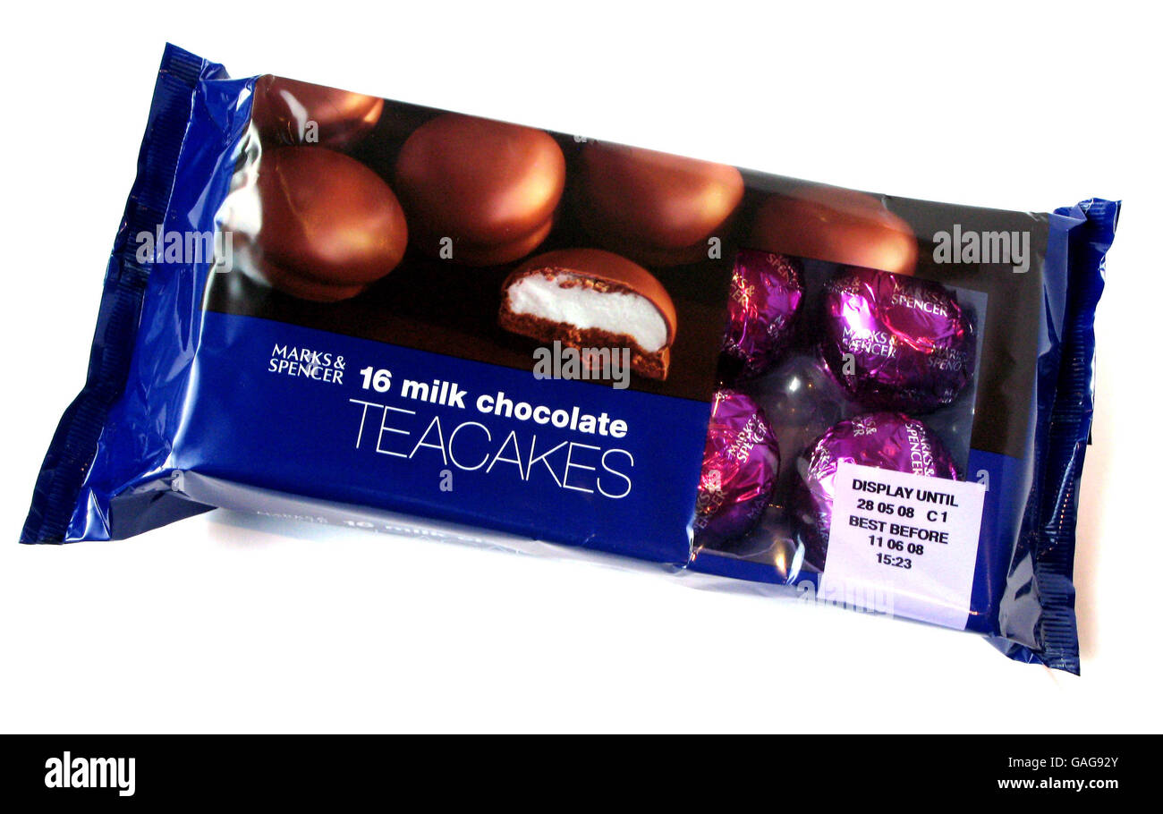 Generic picture of Marks and Spencer milk chocolate teacakes. Stock Photo