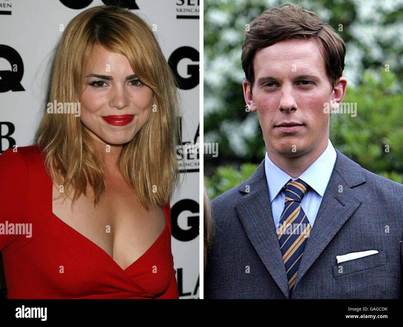 Composite of file images, dated 05-09-2006 and 11-05-2005. Actors Billie Piper, and Laurence Fox, who are reportedly to be married in a New Year's Eve ceremony. Stock Photo