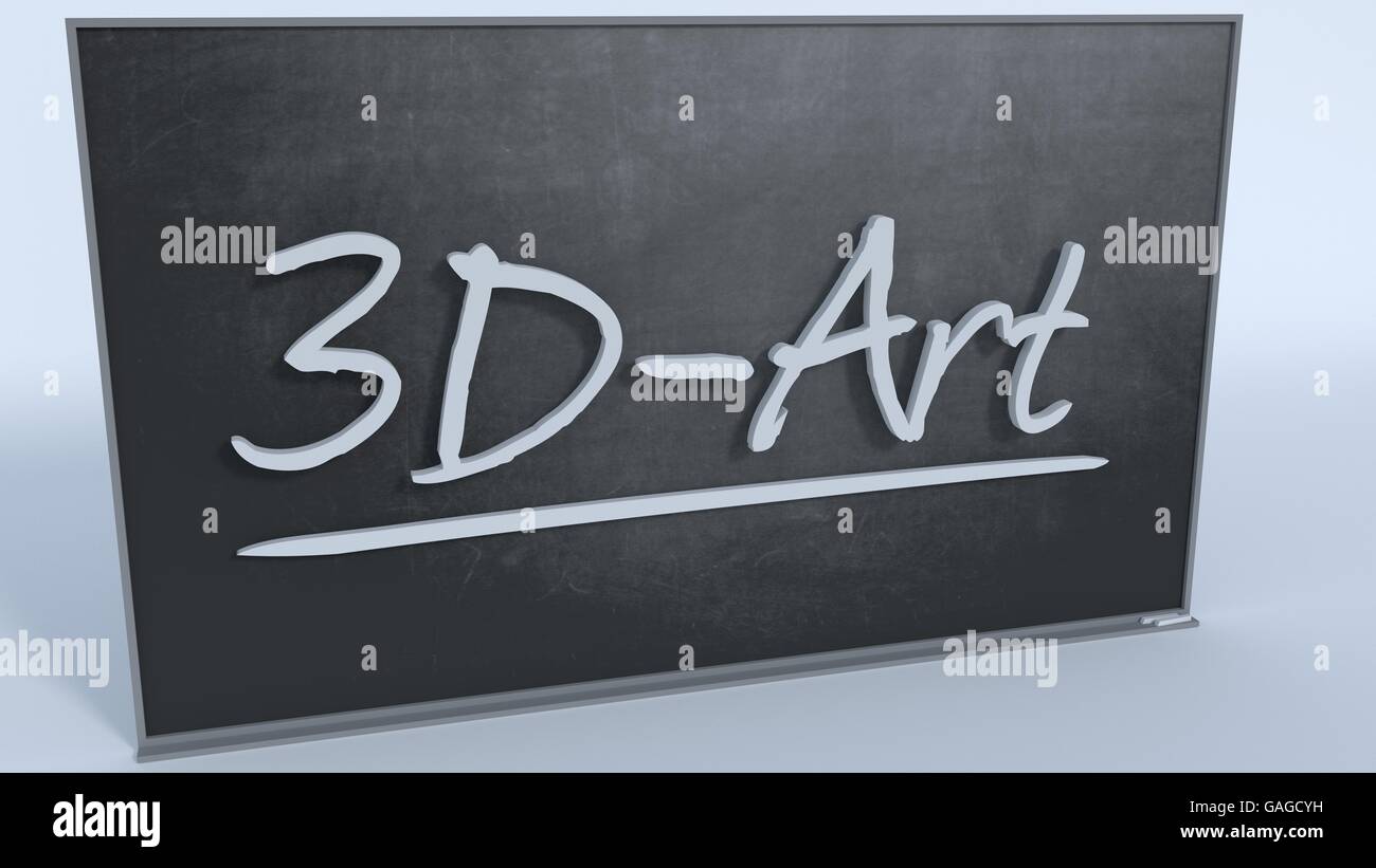 3D-Art on Chalkboad embossed Stock Photo