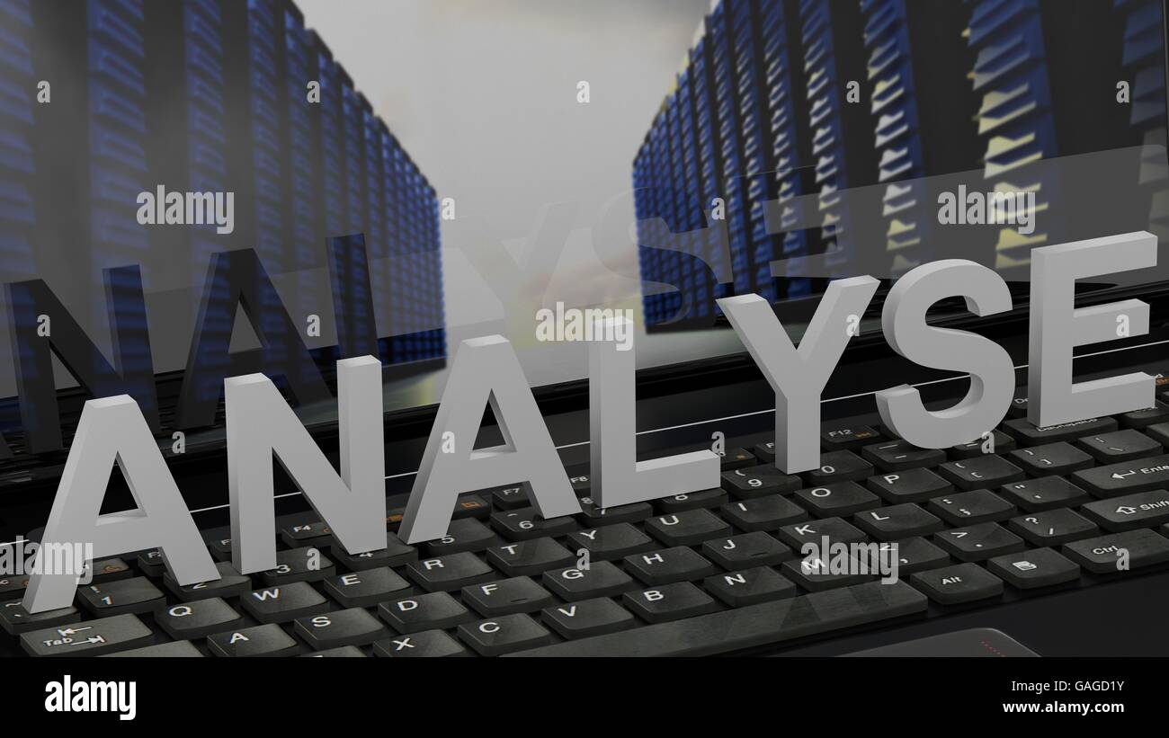 Analyse on a Computer Keyboard in front of screen Stock Photo - Alamy