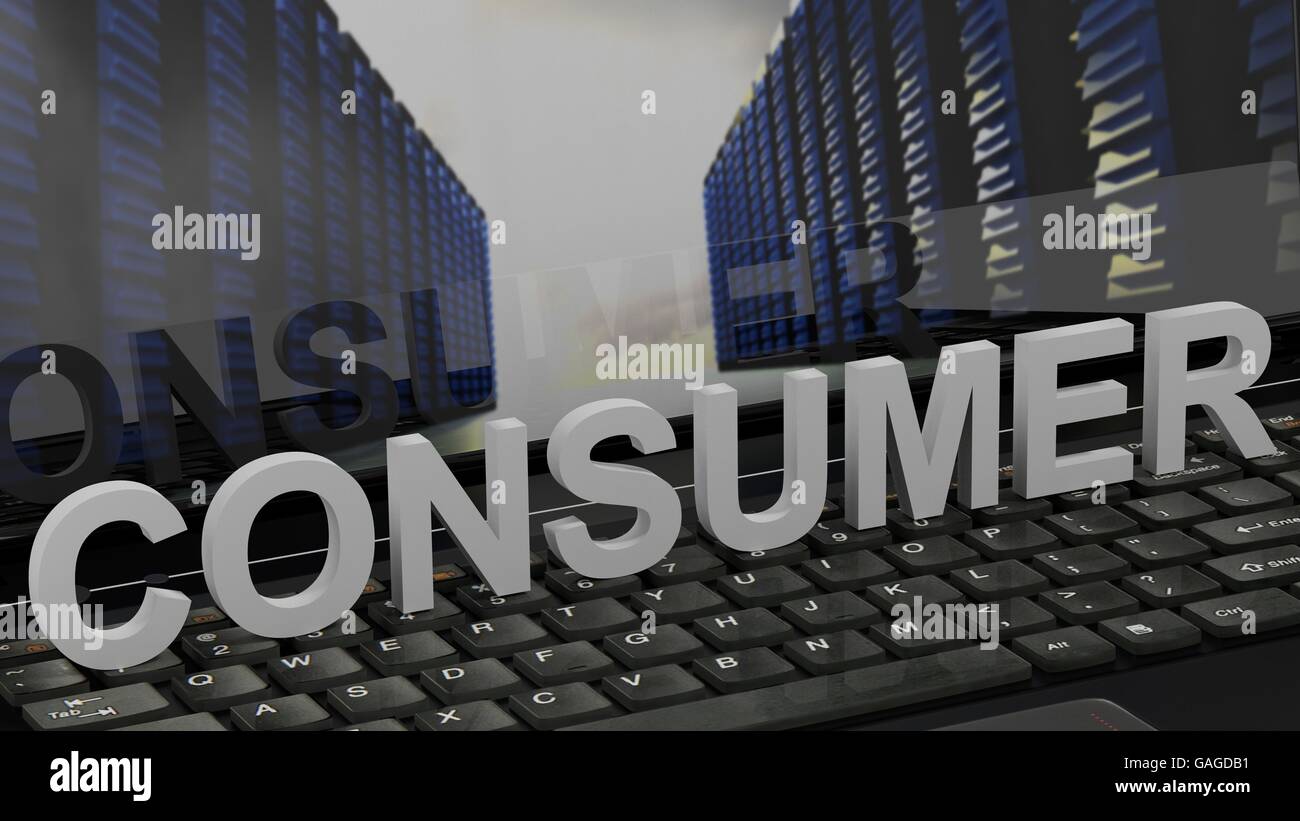 Consumer - Concept on Computer Keyboard Stock Photo