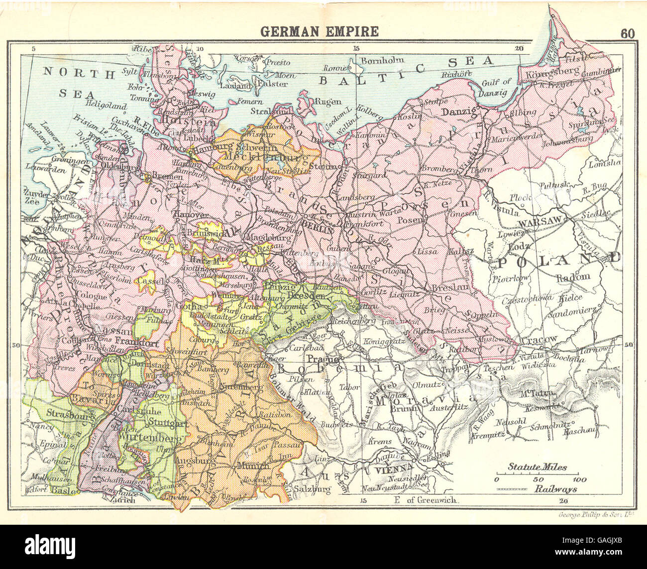 GERMANY: German Empire; Small map, 1912 Stock Photo