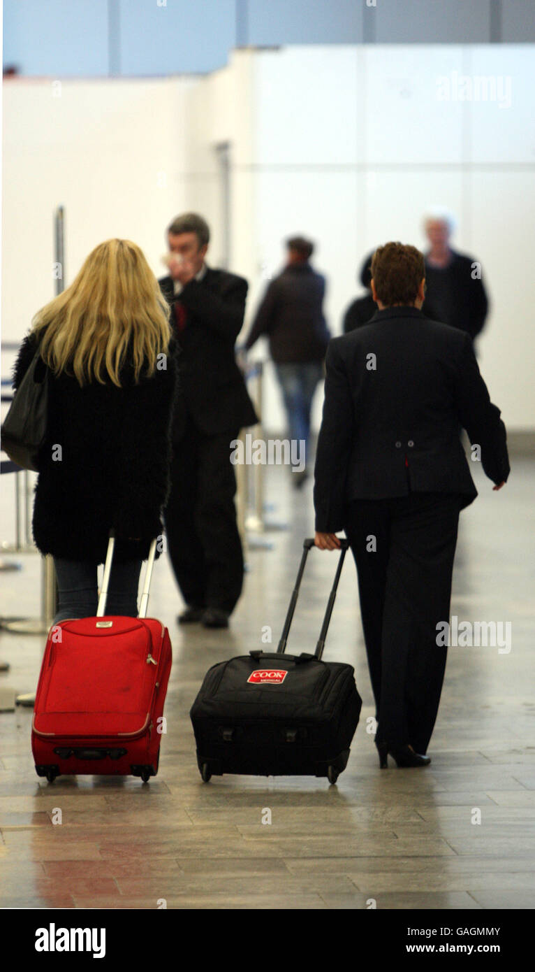 Heathrow Airport Terminal Two Feature. A generic picture of passengers at Heathrow Airport's terminal 2 in West London. Stock Photo