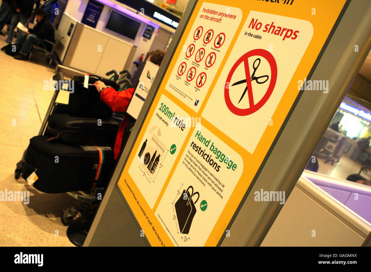 The hand luggage restrictions for passengers leaving Heathrow Airport's