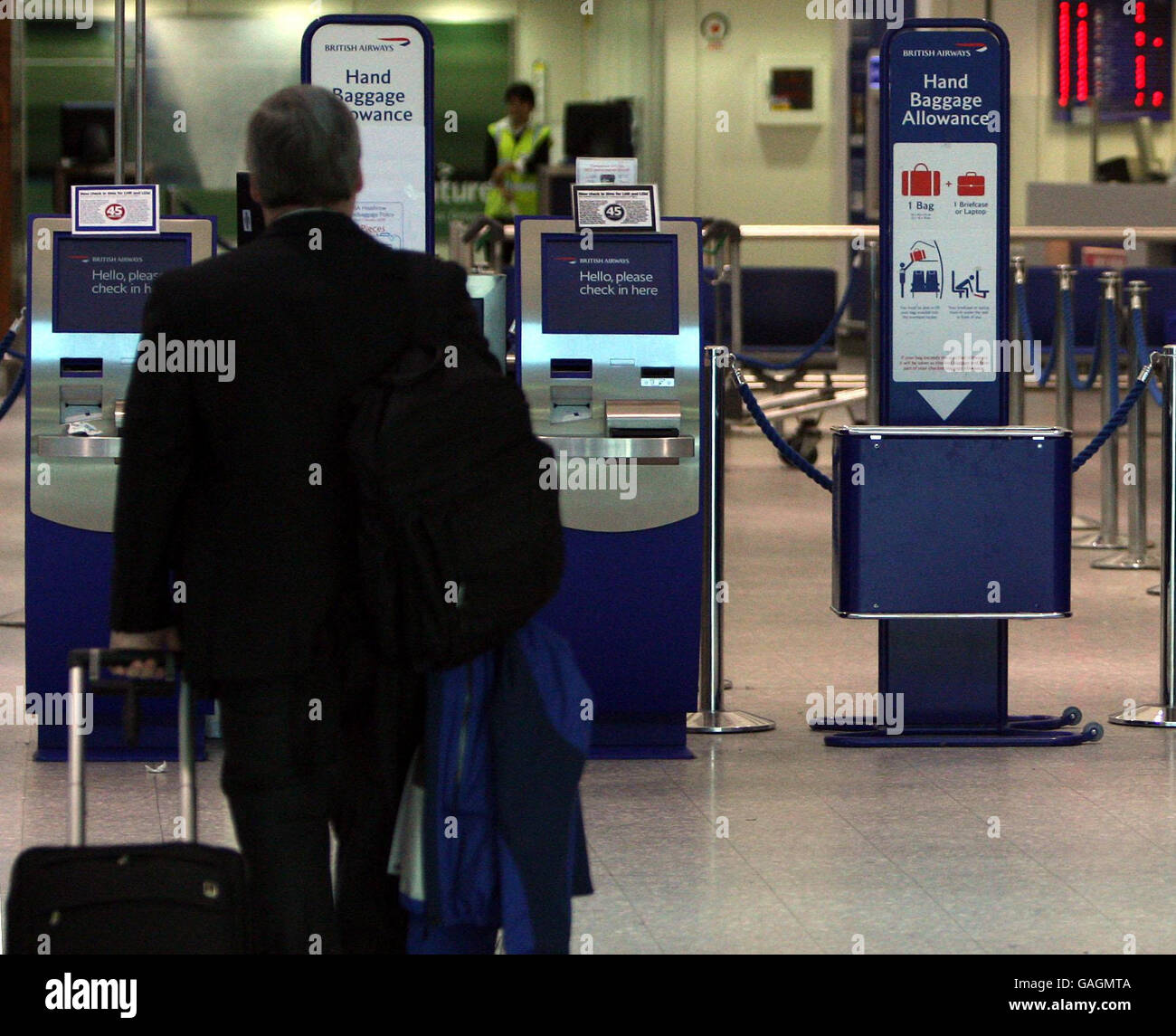 A new sign showing passengers baggage allowance at British Airways's