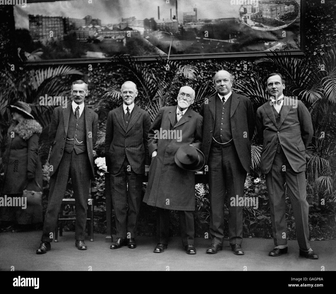 The Rowntree family, left to right: John Stevenson Rowntree, Seebohm Rowntree, Joseph Rowntree, Arnold Rowntree and Oscar Rowntree. Stock Photo