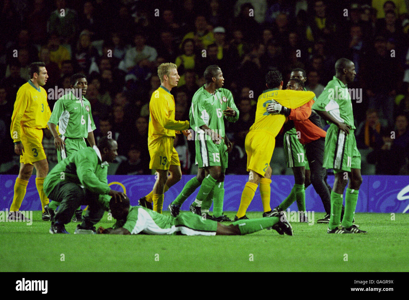 Gregg etafia goalkeeper and garba lawal australia l r stan lazaridis hi