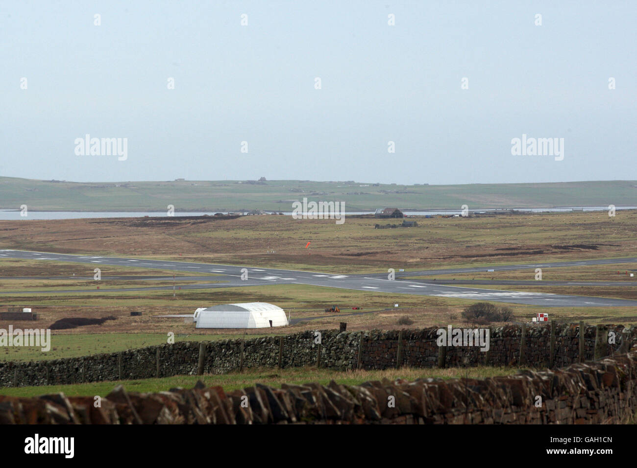 Kirkwall Feature. A general view of Kirkwall Airport, Orkney Stock Photo