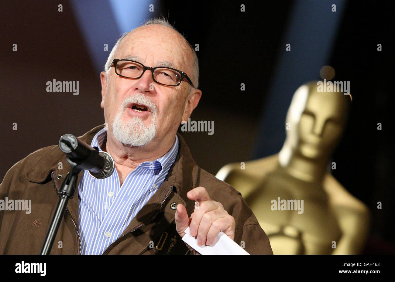 Gil Cates, telecast producer of the Oscars reveals the set for the 80th Academy Awards in Los Angeles. Stock Photo