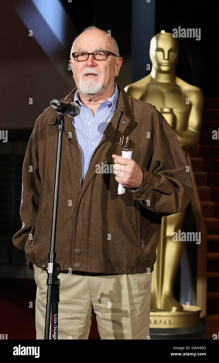 Gil Cates, telecast producer of the Oscars reveals the set for the 80th Academy Awards in Los Angeles. Stock Photo