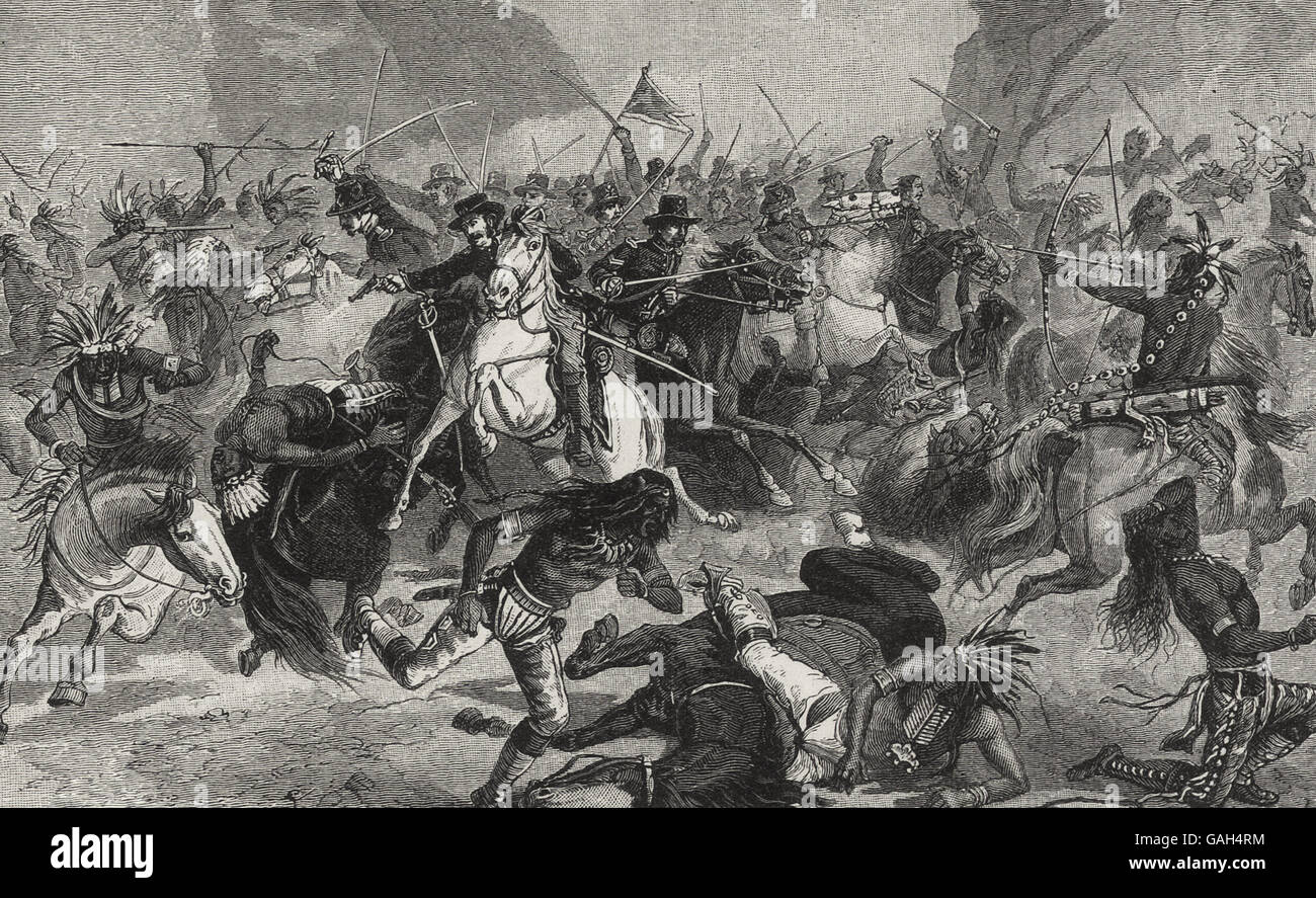 Surrounded - Desperate charge of General Crook's Cavalry at the Battle of the Rosebud, 1876 Stock Photo