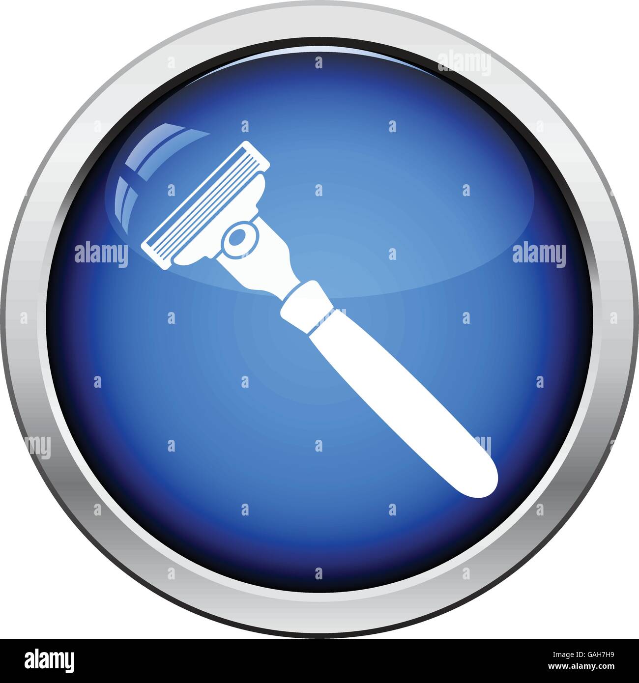 Safety razor icon. Glossy button design. Vector illustration Stock ...