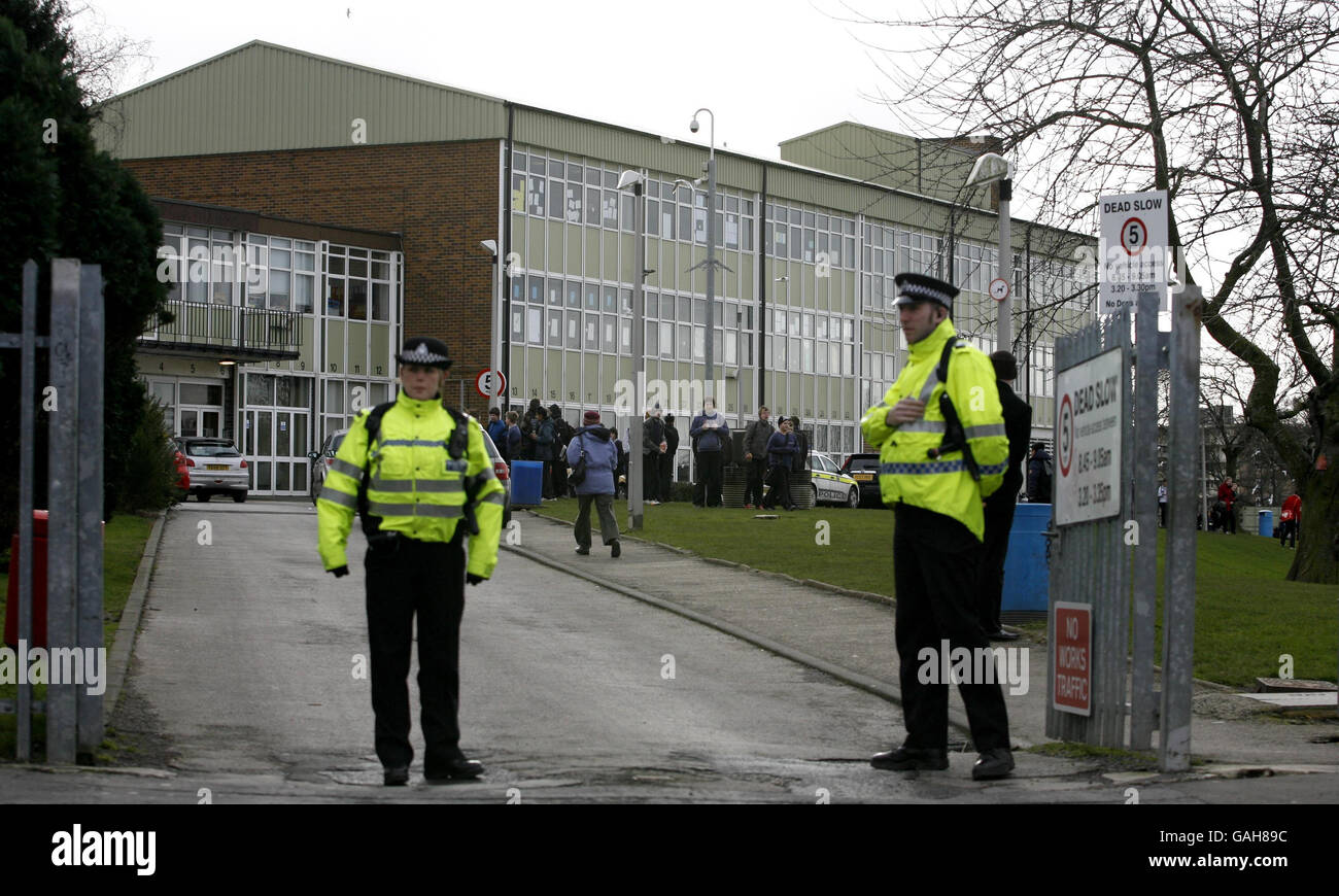 West Yorkshire Police at Allerton Grange School, in Moortown, Leeds. Stock Photo