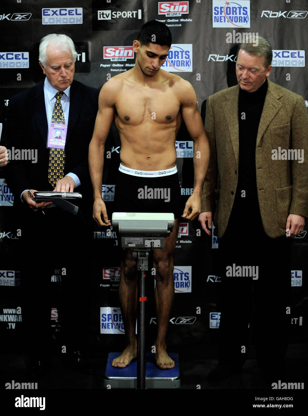 Boxing - Weigh In - Amir Khan v Gairy St Clair - Excel Arena Stock Photo