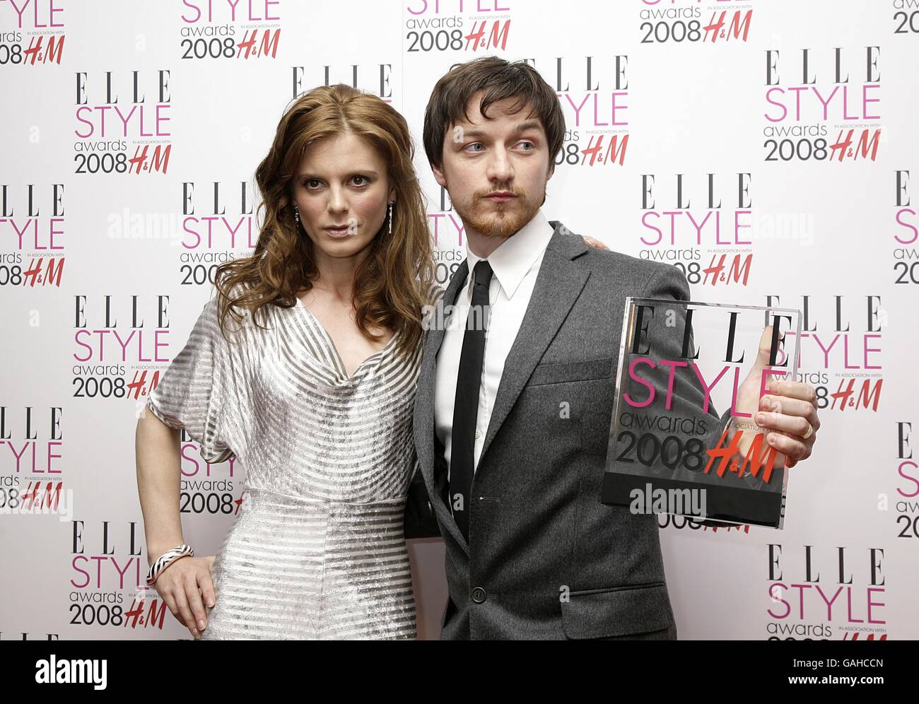James McAvoy accompanied by Emilia Fox with the award for Best Actor at the ELLE Style Awards 2008, The Westway, off Latimer Road, W10 Stock Photo