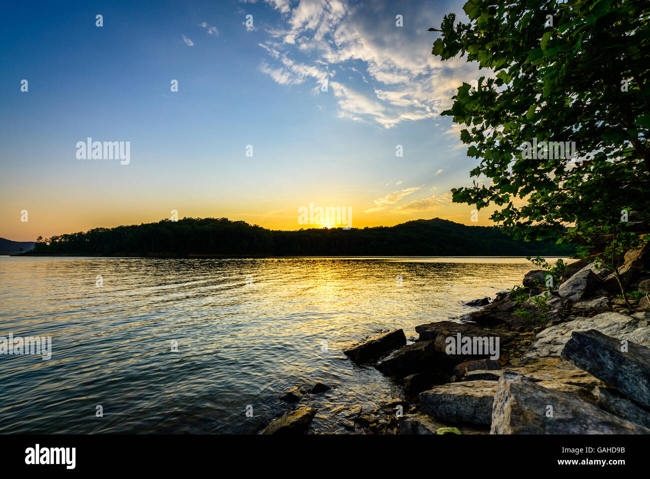 An amazingly colorful sunset over Cave Run Lake in the Daniel Boone