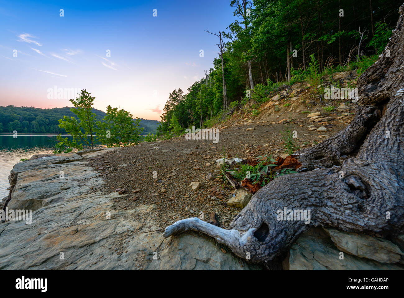 An amazingly colorful sunset over Cave Run Lake in the Daniel Boone