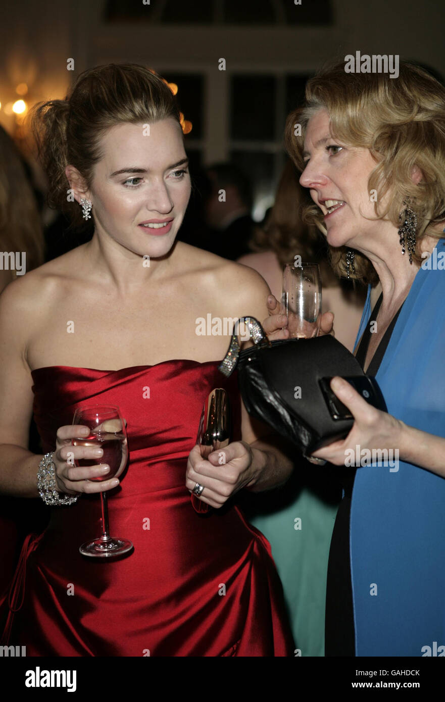 from left to right) Kate Winslet and her publicist Sarah Keene a fundraising dinner to celebrate her new role as ambassador of homeless people's perfessional company Cardboard Citizens at the