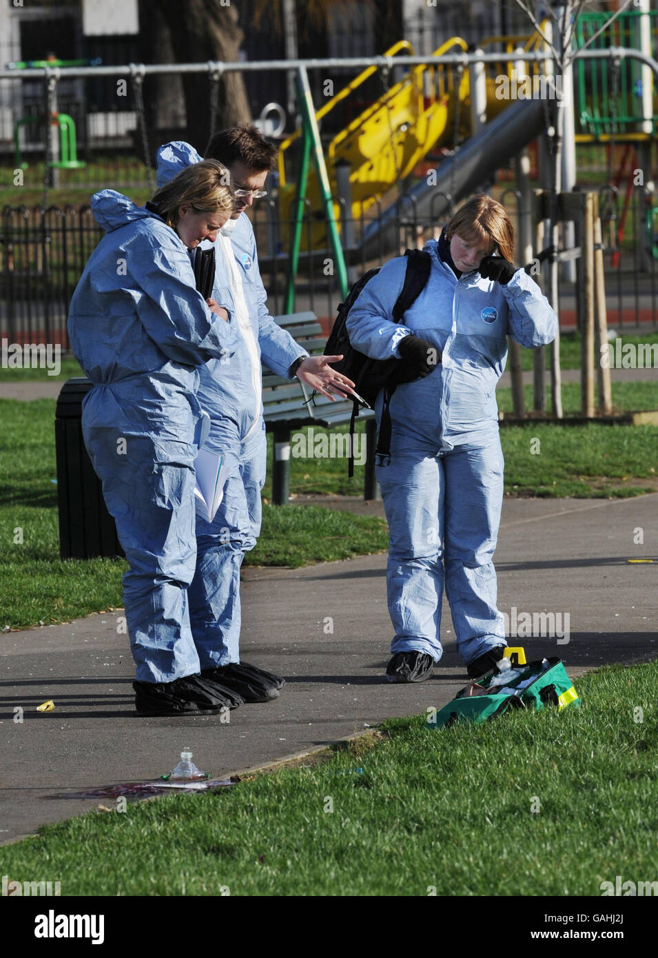 Teenager killed in park Stock Photo