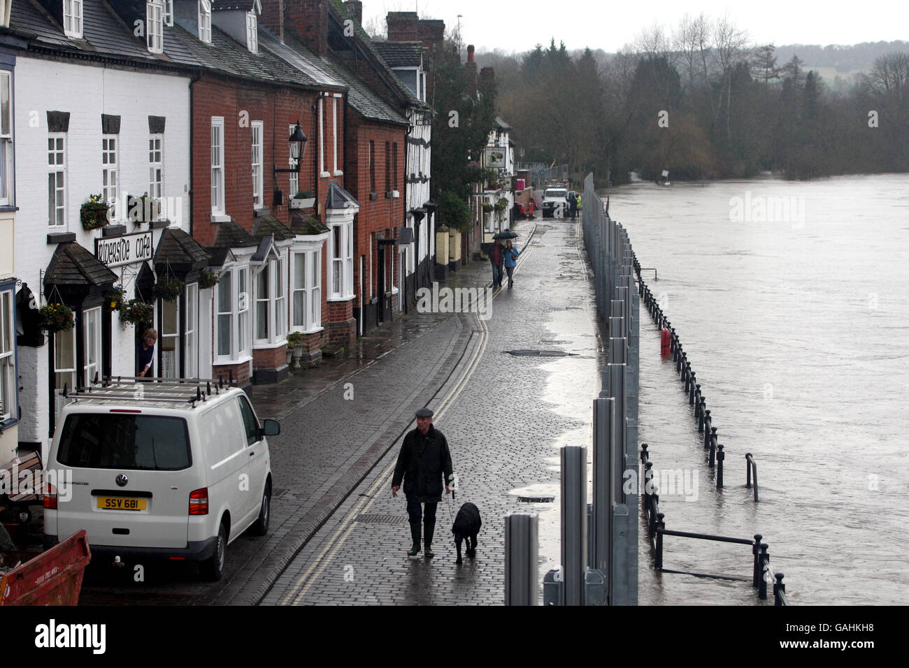 Flooding in the Worcestershire town of Bewdley as the level of the