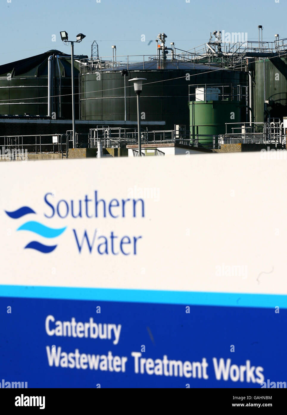 A general view of the Southern Water Canterbury Wastewater Treatment Works in Canterbury, Kent. The company has been fined 20.3 million for poor service and deliberately misreporting information, Ofwat said today. Stock Photo