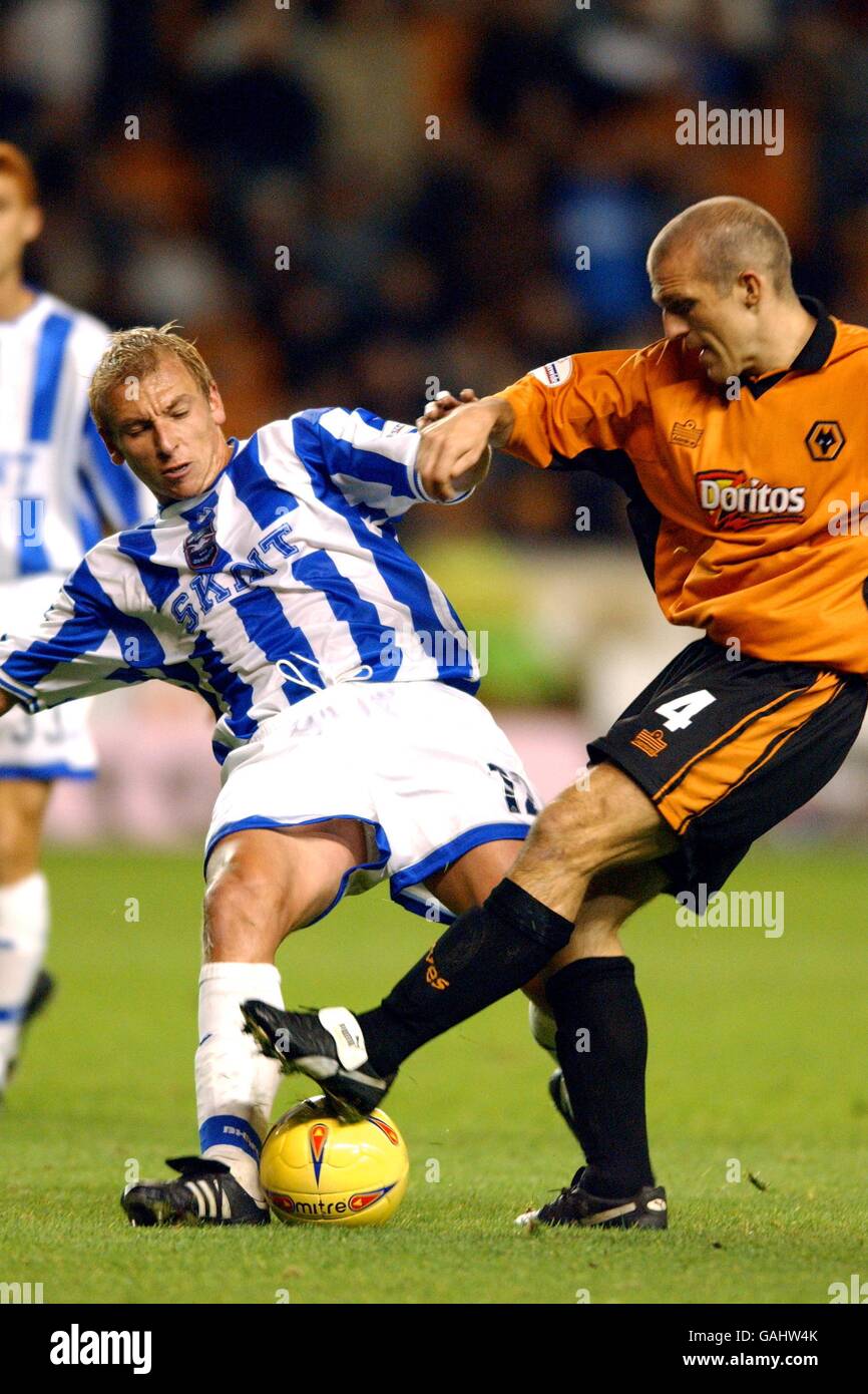 Soccer - Nationwide League Division One - Wolverhampton Wanderers v Brighton & Hove Albion. Richard Carpenter of Brighton tries to stop Alex Rae of Wolves from shooting Stock Photo