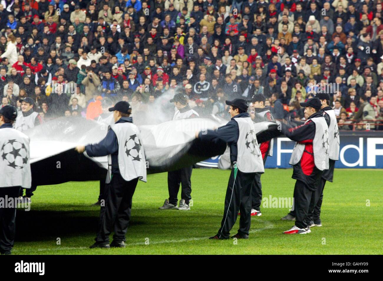The ballboys ripple the giant uefa champions league starball logo hires stock photography and