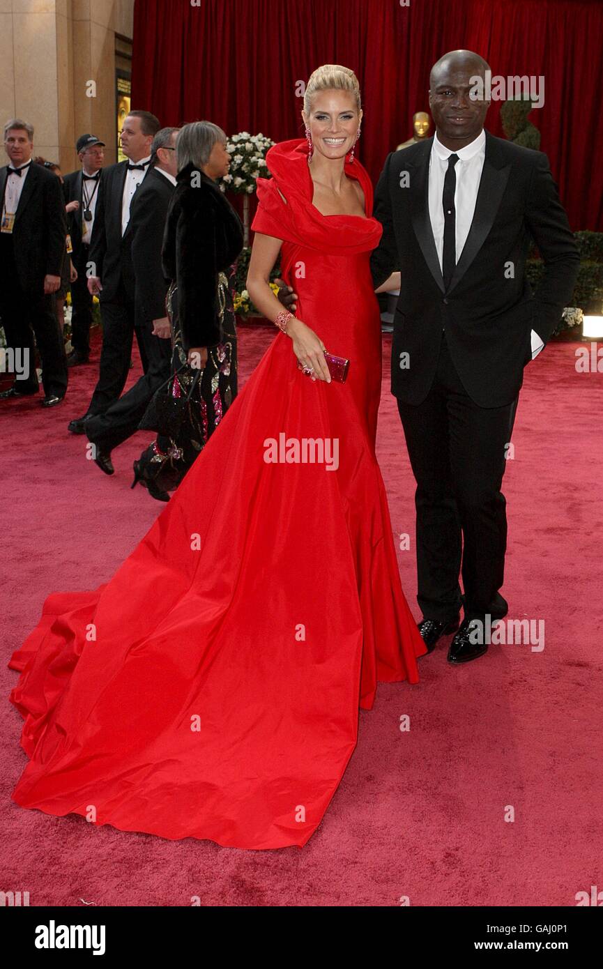 Heidi Klum and Seal arrive for the 80th Academy Awards (Oscars) at the Kodak Theatre, Los Angeles. Stock Photo
