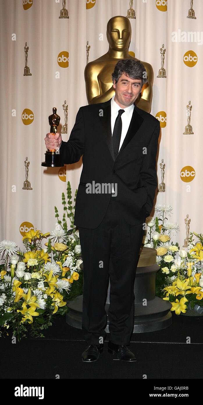 Dario Marianelli with the award for Achievement in Music Written for Motion Pictures (Original Score) received for Atonement at the 80th Academy Awards (Oscars) at the Kodak Theatre, Los Angeles. Stock Photo