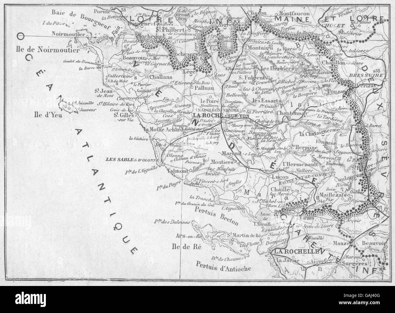VENDÉE Vendee, 1878 antique map Stock Photo Alamy