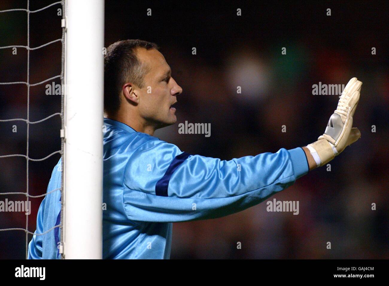 Northern Ireland's goalkeeper Maik Taylor shouts to his defenders Stock Photo