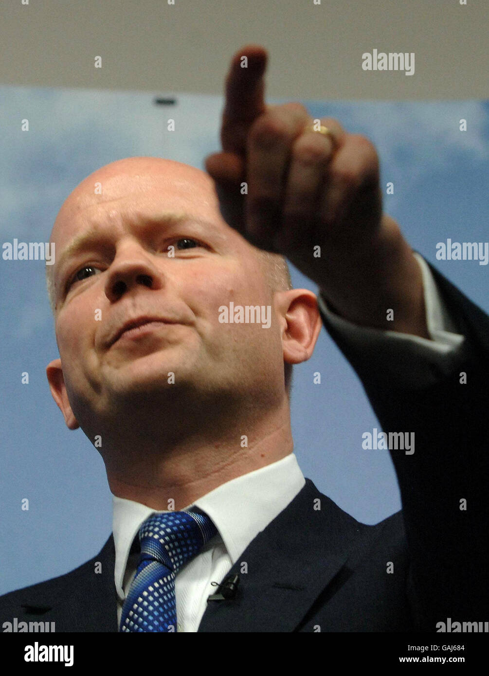 Shadow Foreign Secretary William Hague pictured at Clutha House, Westminster, where he is giving a speech titled "The European project and democratic consent: disconnection or re-engagement?". Stock Photo