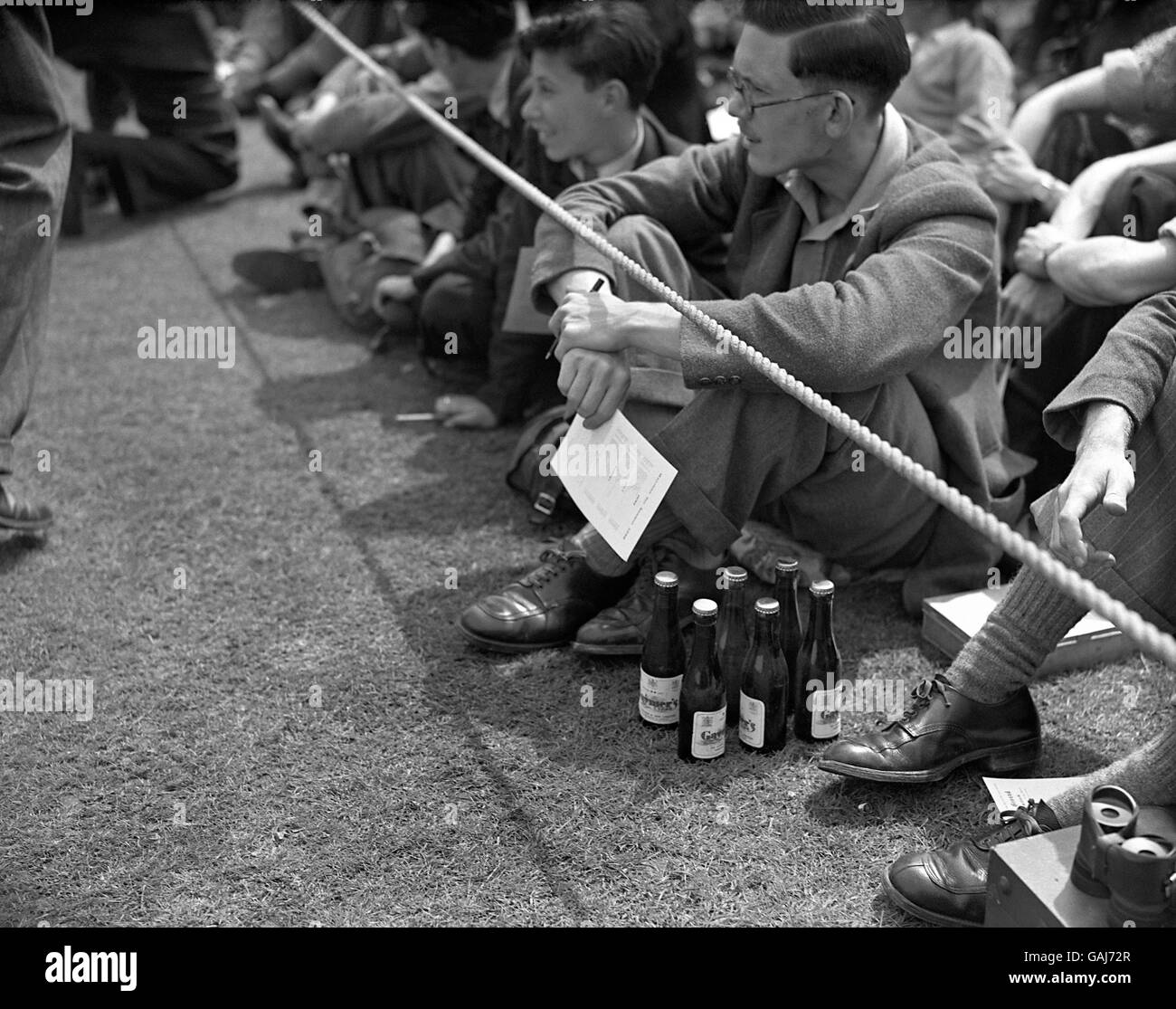 Cricket - England v India - Lords. A good supply of beer for a spectator watching the match between England and India. Stock Photo