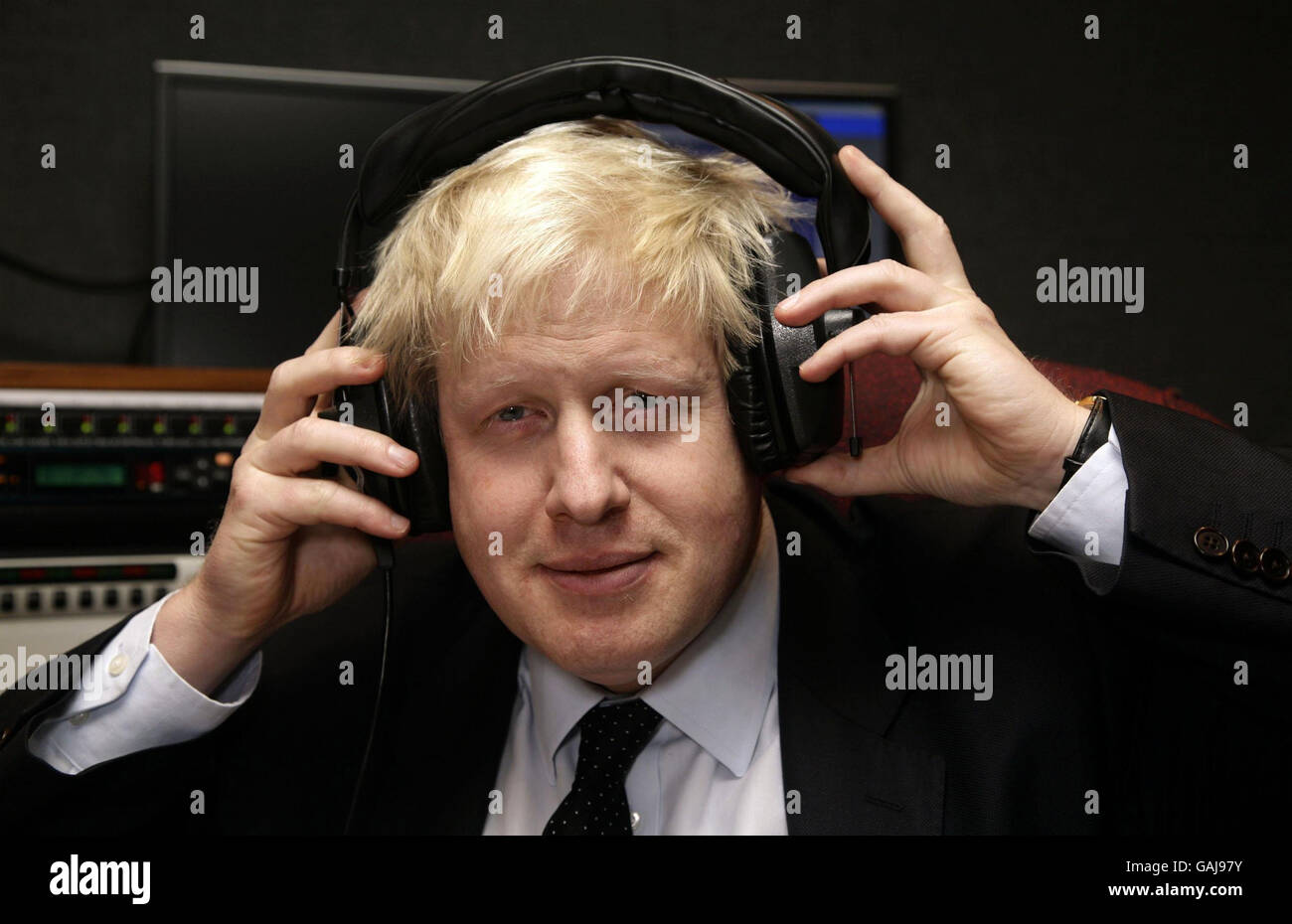 Boris Johnson MP during the recording of a oneoff show for Virgin