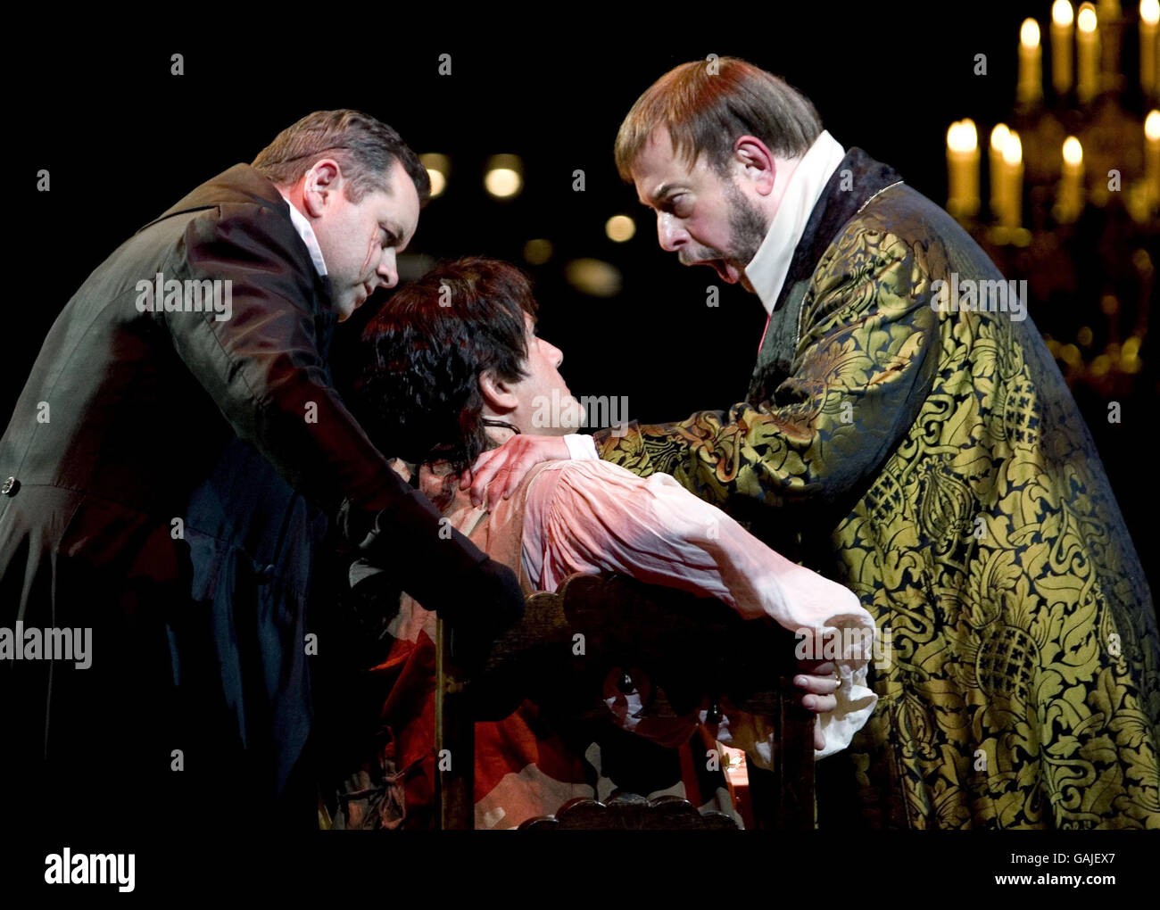 A full dress rehearsal of Tosca is staged at the Royal Albert Hall, central London. Stock Photo