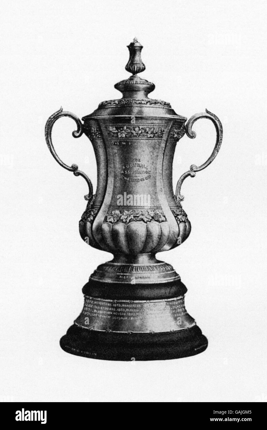 The F.A. Cup trophy from 1911. This replaced the copy of the first trophy (which had been presented to Lord Kinnaird) and was somewhat larger than the first one. It was designed and manufactured by Fattorini's of Bradford and won by Bradford City in it's first outing. It was replaced by an exact replica in 1992 as it had become very fragile. Stock Photo