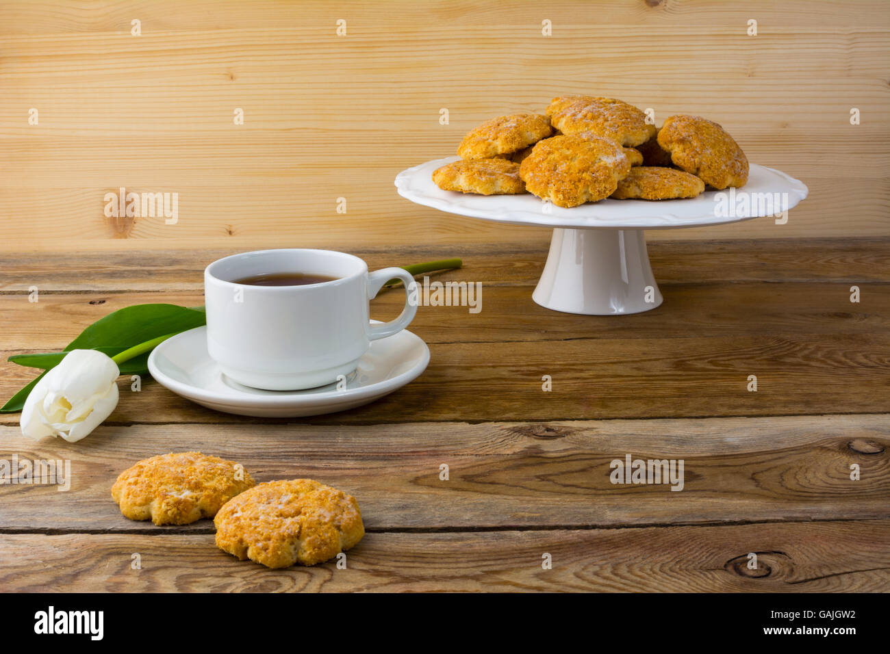 Cookies on the cake stand. Tea cookies. Tea time. Biscuits. Breakfast