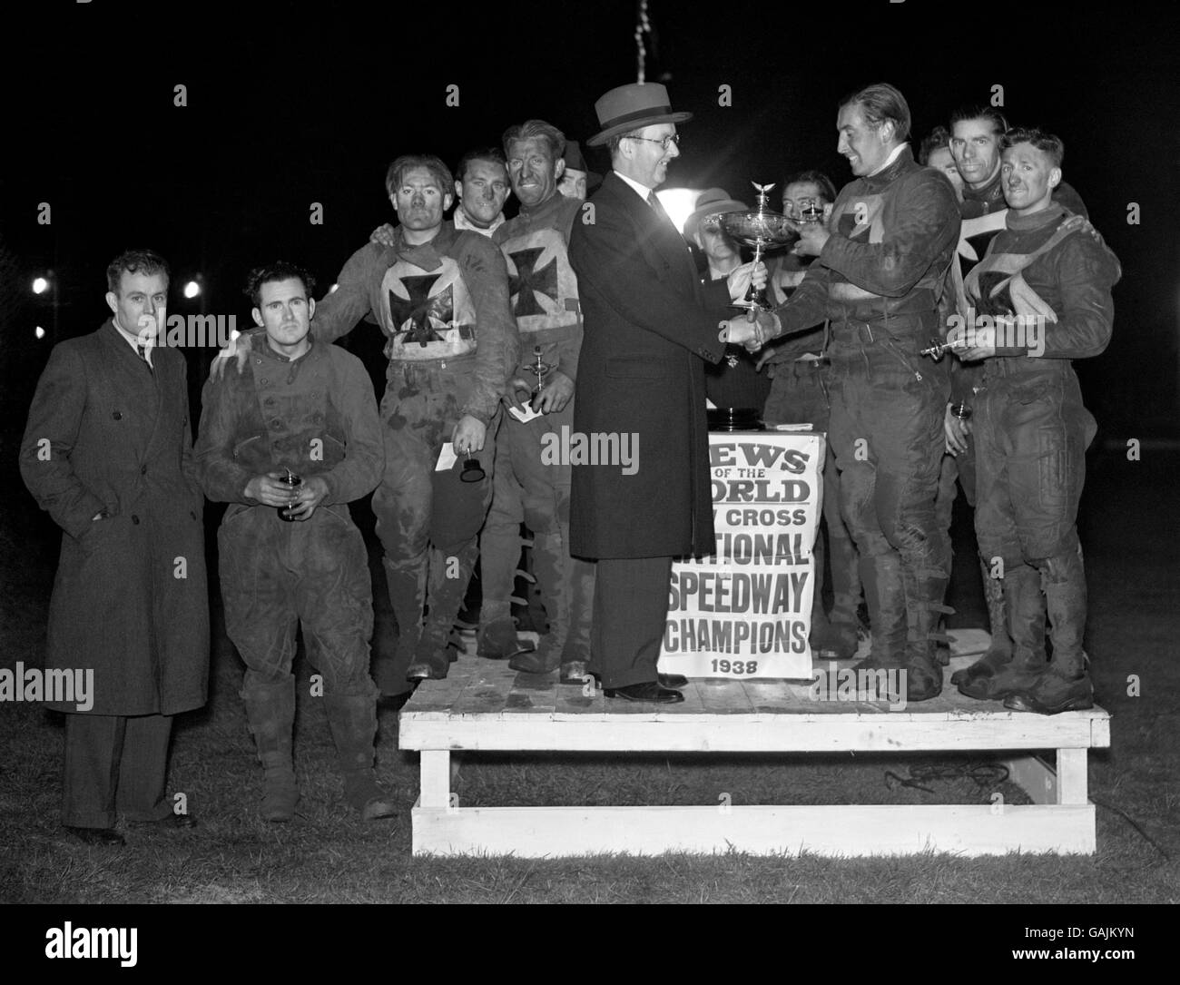 A section of the crowd watching the race at the New Cross speedway track Stock Photo
