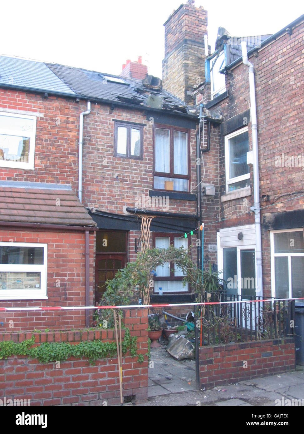 The house in Barnsley Road, Wombwell where a man required hospital treatment after a chimney collapsed and fell into his bedroom after earthquake with a magnitude of 5.2 (ML) on the Richter scale near Market Rasen, Lincolnshire at 00:56 GMT. Stock Photo