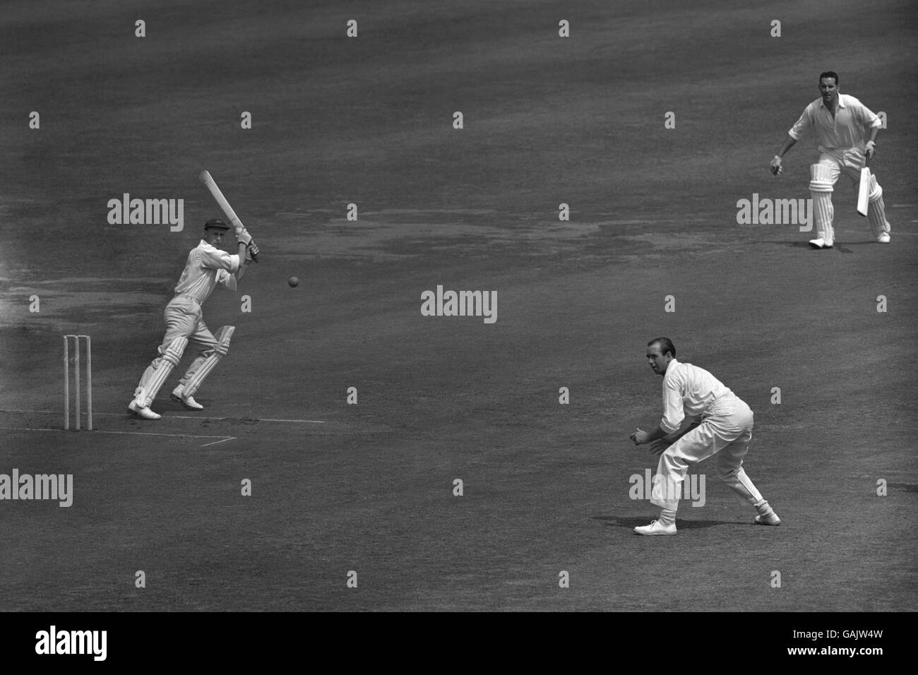 Jack Bond (Lancashire) edges a ball from Henry Tilly (Middlesex) through the slips. Stock Photo