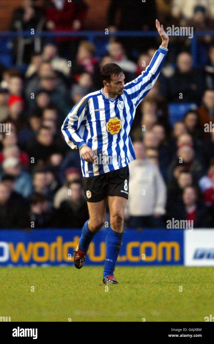 Sheffield Wednesday's Gerald Sibon celebrates scoring the opening goal against Nottingham Forest Stock Photo