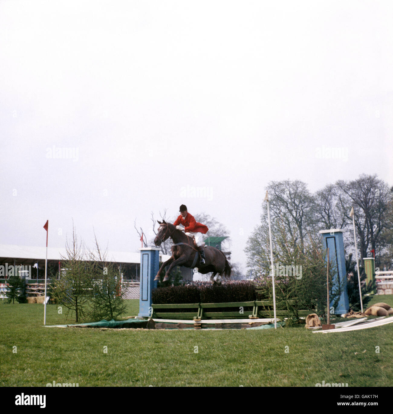 Equestrian Badminton Horse Trials. J.W Kelly takes the water jump on