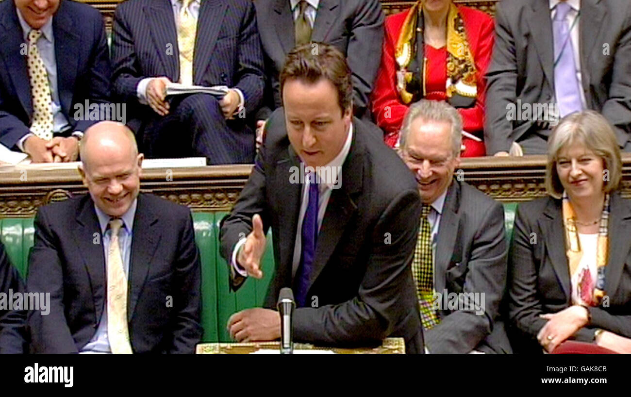 Conservative party leader David Cameron during Prime Ministers Questions at the House of Commons, London. Stock Photo