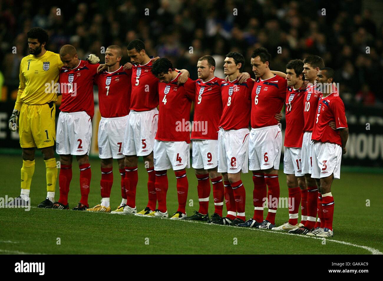 Soccer International Friendly France v England Stade de France. England players line up