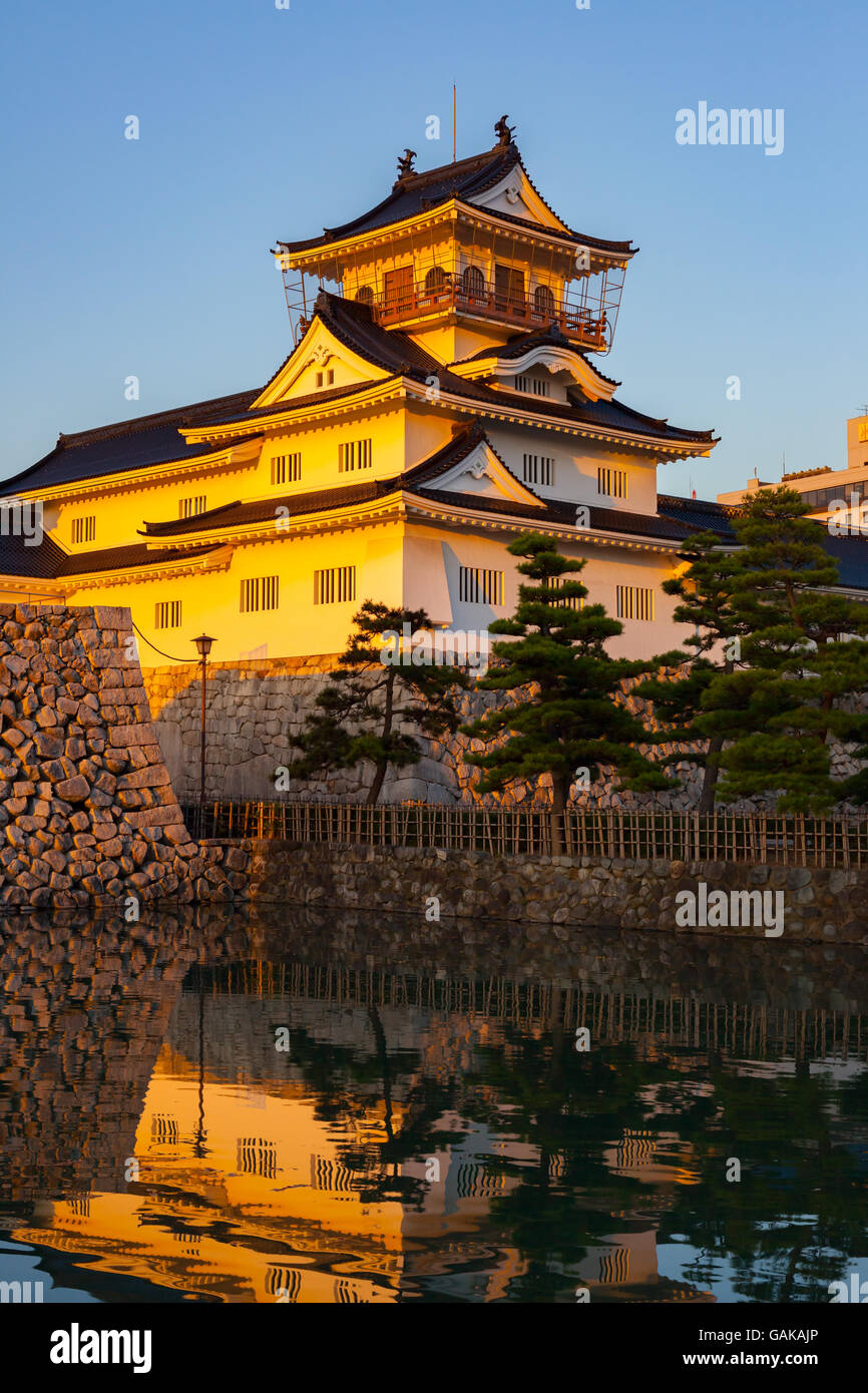 Toyama Castle formally drew water from the river and filled it in the moats to protect the castle from attacks. Stock Photo