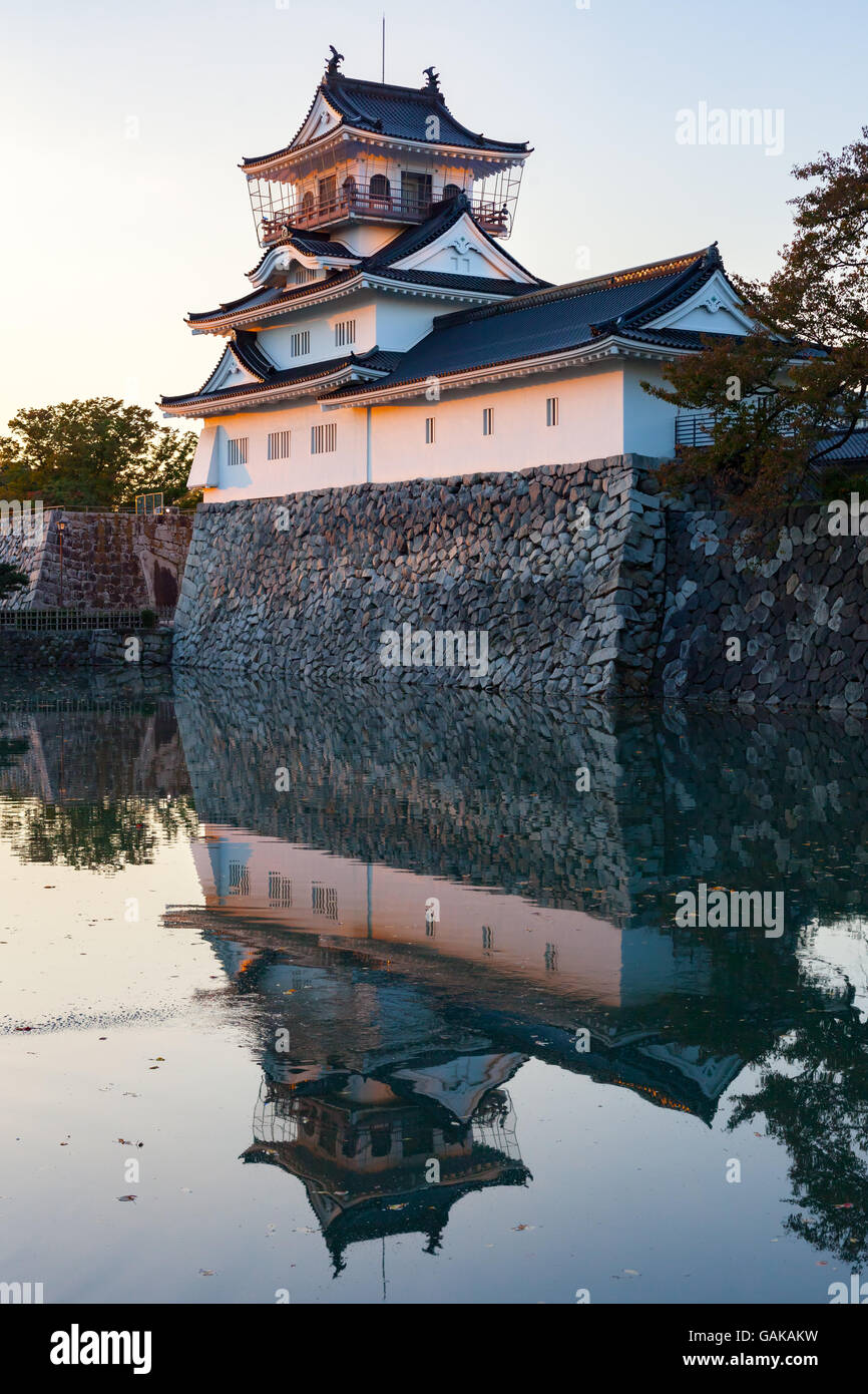 Toyama Castle formally drew water from the river and filled it in the moats to protect the castle from attacks. Stock Photo